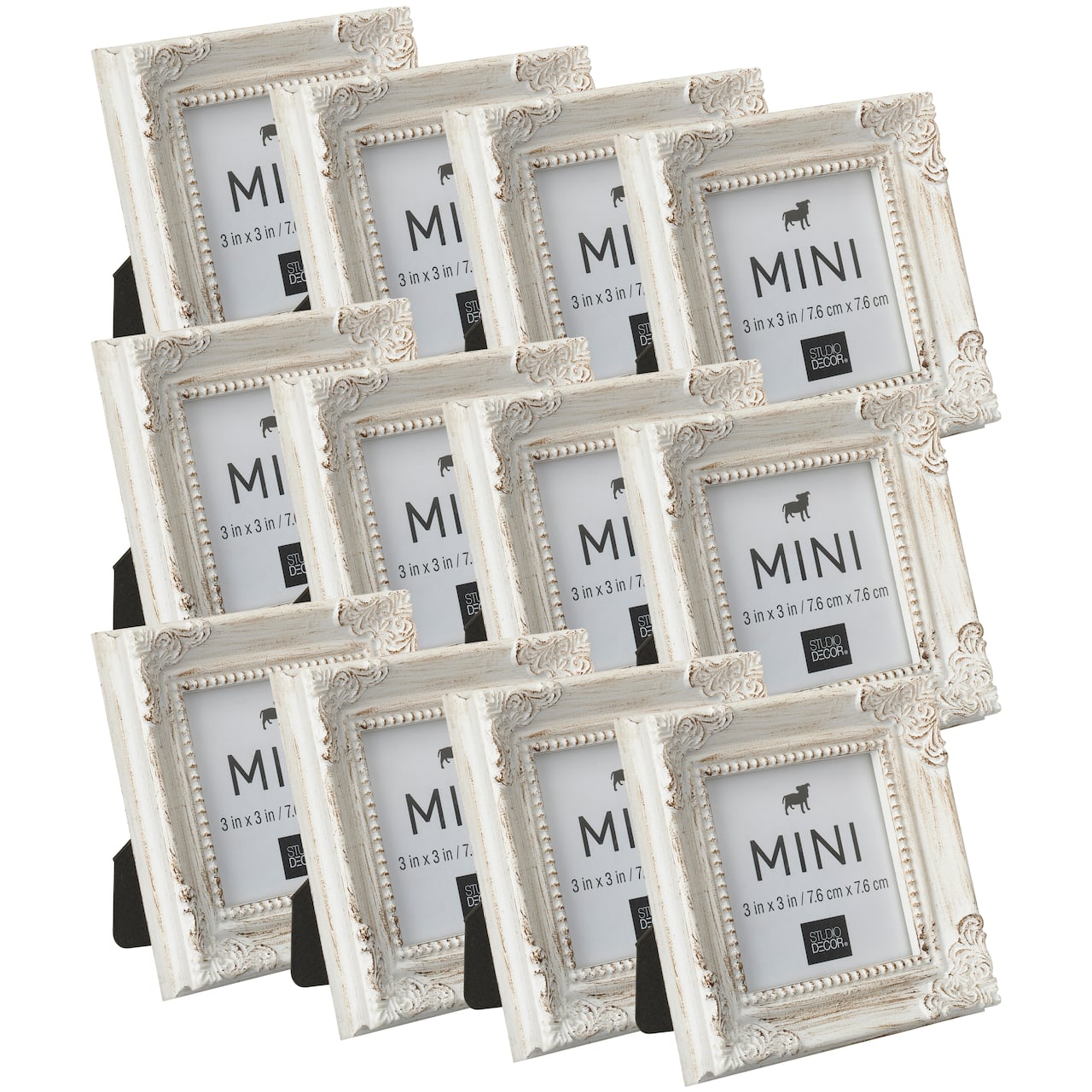 12 Pack: White Leaf Corner Accents Mini Frame by Studio D&#xE9;cor&#xAE;